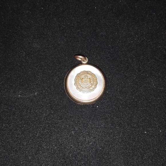 Rare GOLD FILLED LOCKET NORTHEASTERN UNIVERSITY MASS MOTHER OF PEARL & ENAMEL - Picture 2 of 5